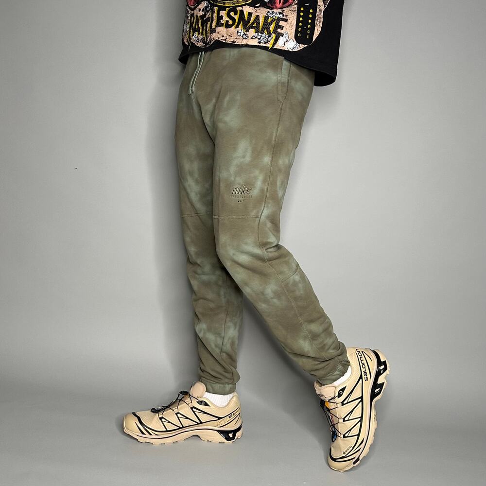 Vintage Y2K Nike Joggers Mens S Green Tie Dye Cotton Subtle Knee Logo Sweatpants